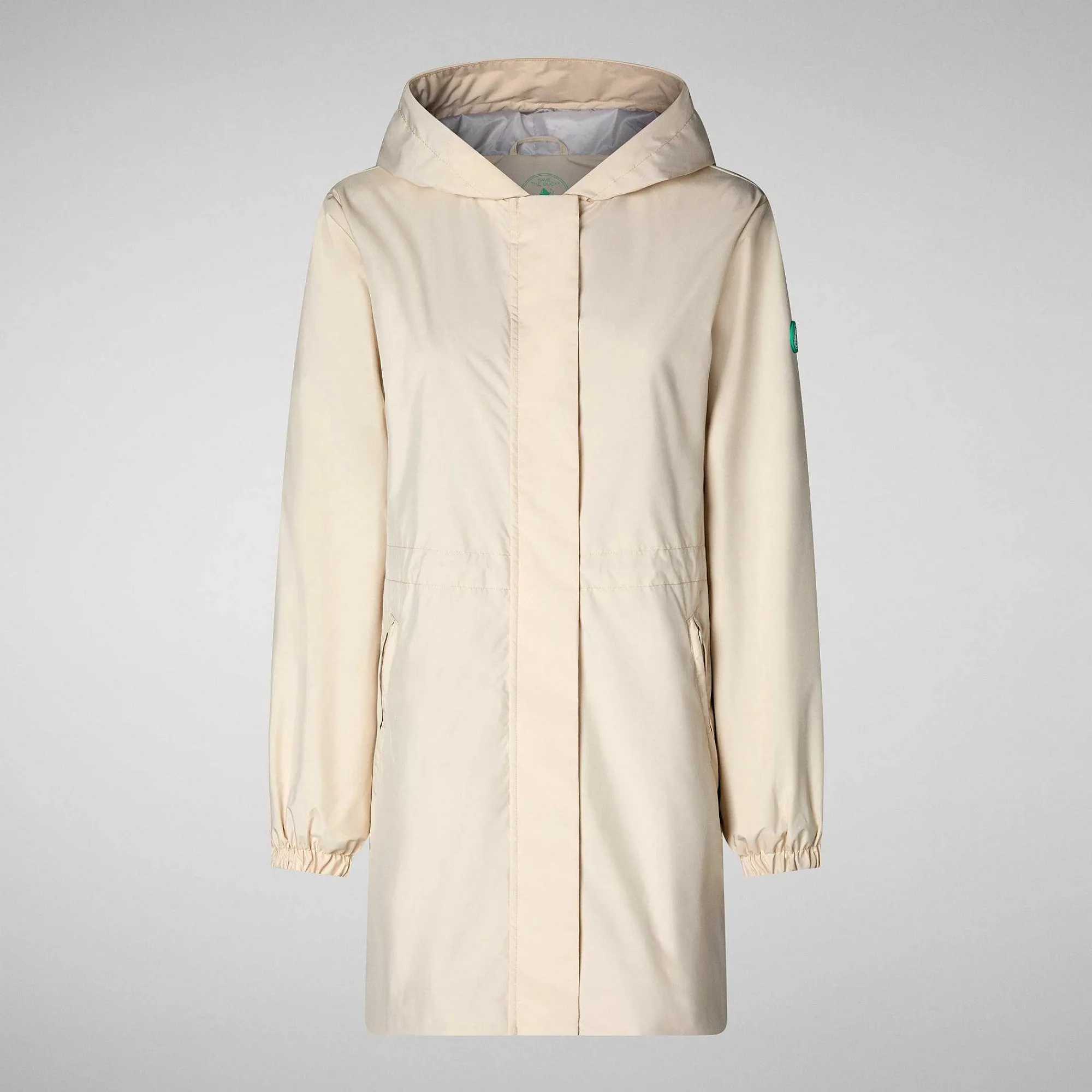 Kvinner Save The Duck Dame Regnfrakk Fleur I Shore Beige