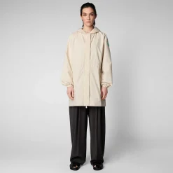 Kvinner Save The Duck Dame Regnfrakk Fleur I Shore Beige