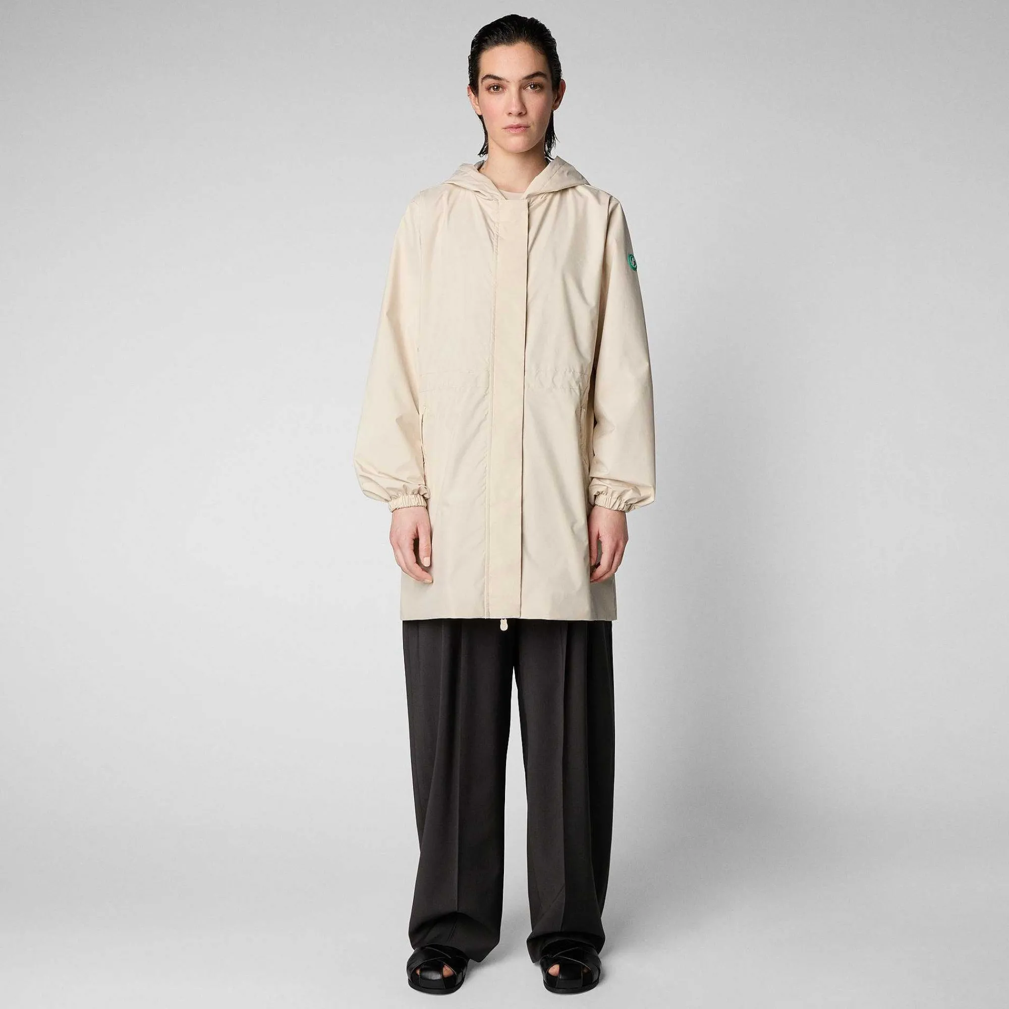 Kvinner Save The Duck Dame Regnfrakk Fleur I Shore Beige
