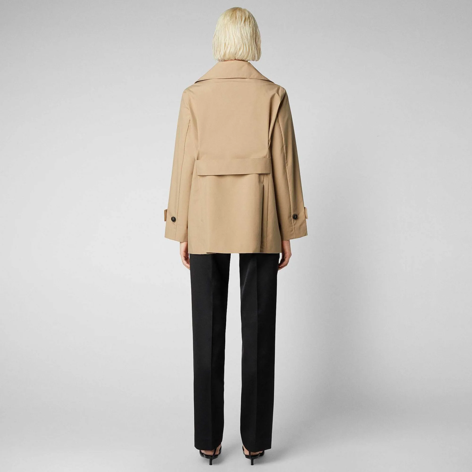 Kvinner Save The Duck Dame Regnfrakk Sofi I Stardust Beige
