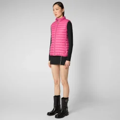 Kvinner Save The Duck Dames Vattert Vest Charlotte I Gem Rosa