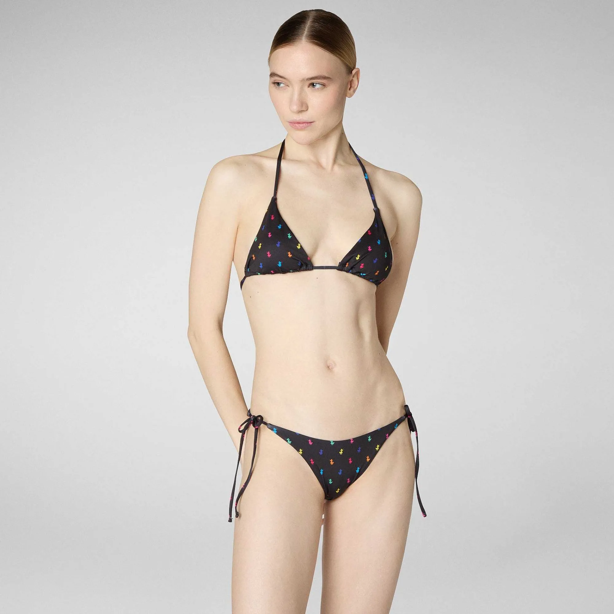 Kvinner Save The Duck Kvinne Triangle Bikinitopp Xara I Regnbueender Pa Svart