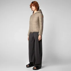 Kvinner Save The Duck Kvinners Dyrefri Hette Pufferjakke Daisy I Elephant Grey