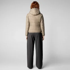 Kvinner Save The Duck Kvinners Dyrefri Hette Pufferjakke Daisy I Elephant Grey