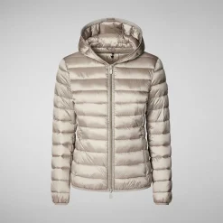 Kvinner Save The Duck Kvinners Dyrefri Hettejakke Alexis In Pearl Grey