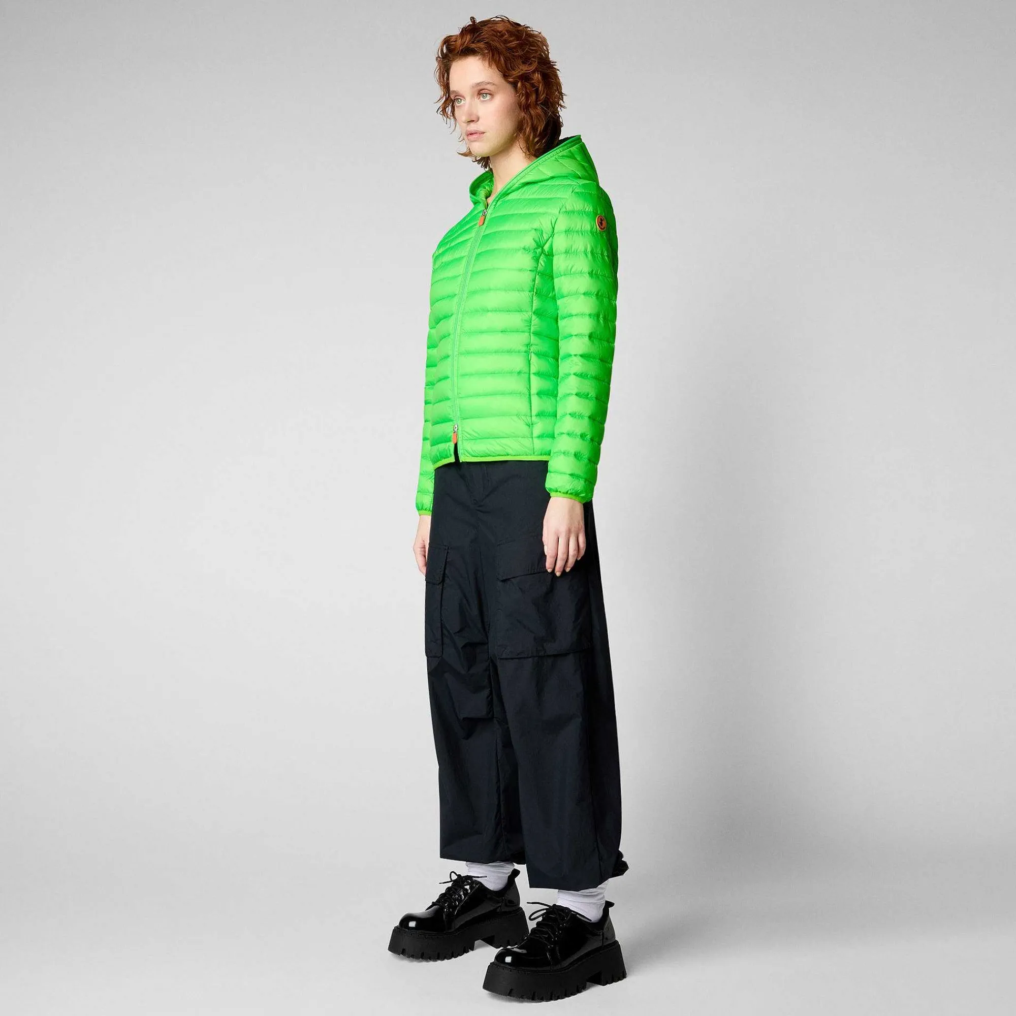 Kvinner Save The Duck Kvinners Dyrefri Puffer Kyla I Fluo Green