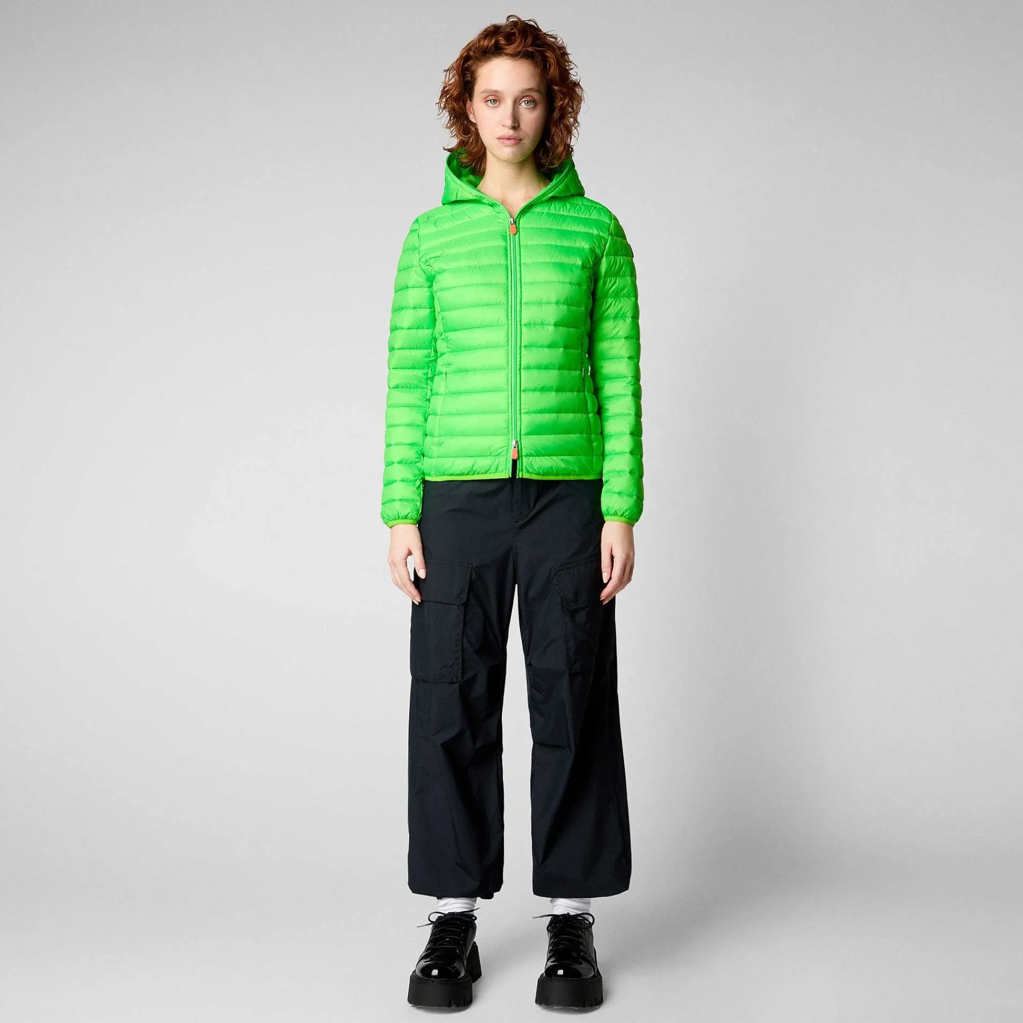 Kvinner Save The Duck Kvinners Dyrefri Puffer Kyla I Fluo Green