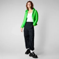 Kvinner Save The Duck Kvinners Dyrefri Puffer Kyla I Fluo Green
