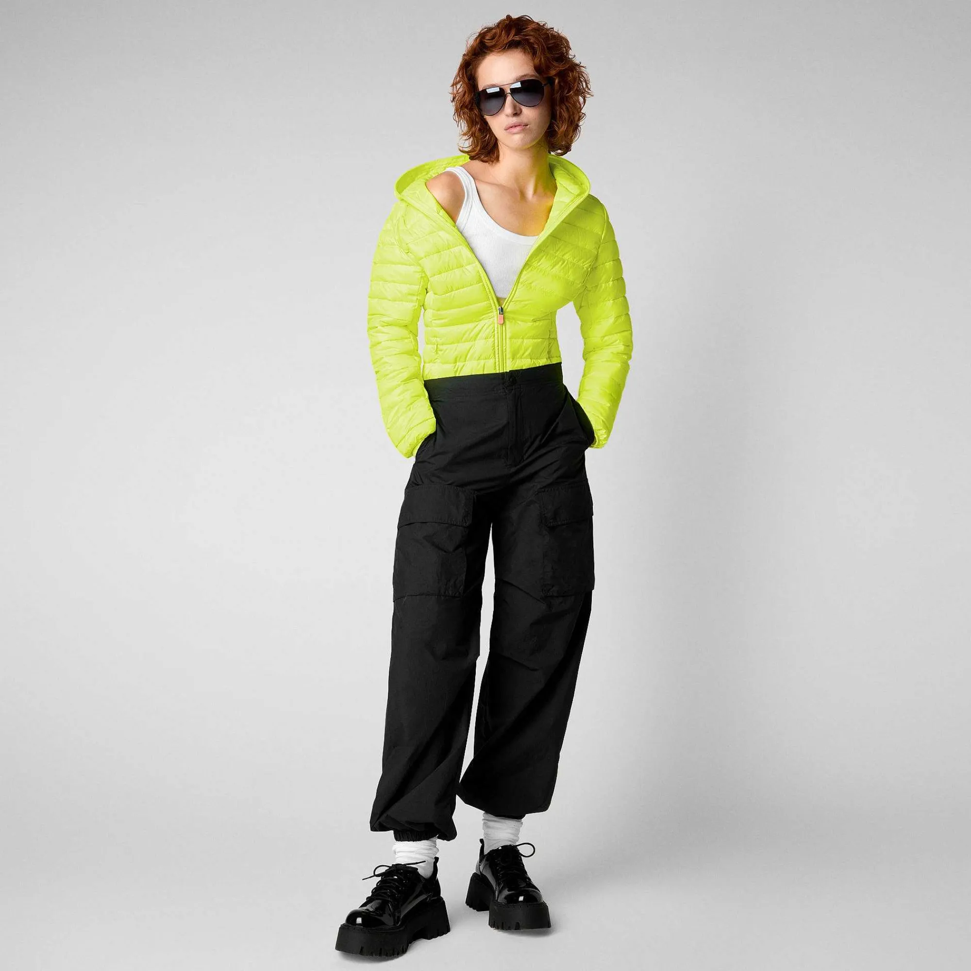 Kvinner Save The Duck Kvinners Dyrefri Puffer Kyla I Fluo Gul