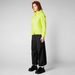 Kvinner Save The Duck Kvinners Dyrefri Puffer Kyla I Fluo Gul