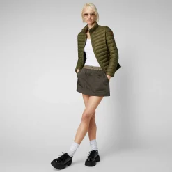 Kvinner Save The Duck Kvinners Dyrefri Pufferjakke Carly In Dusty Olive