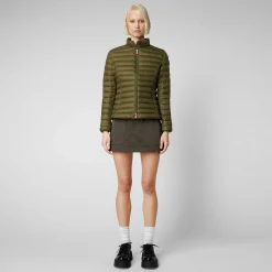 Kvinner Save The Duck Kvinners Dyrefri Pufferjakke Carly In Dusty Olive