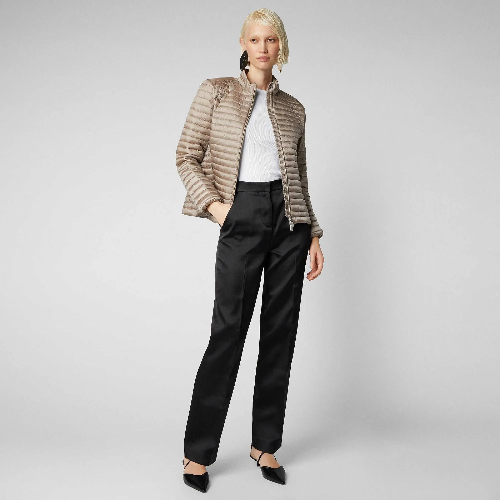 Kvinner Save The Duck Kvinners Dyrefrie Puffer Andreina I Pearl Grey