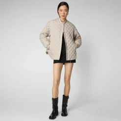 Kvinner Save The Duck Kvinners Dyrefrie Puffervesper I Regnaktig Beige