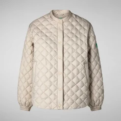 Kvinner Save The Duck Kvinners Dyrefrie Puffervesper I Regnaktig Beige