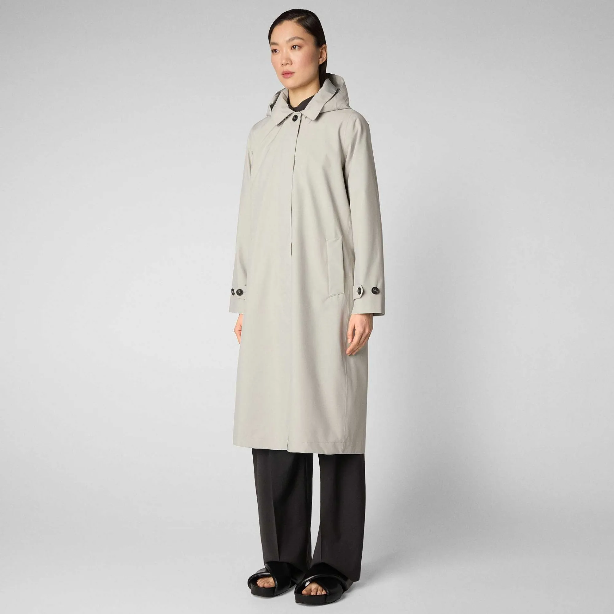 Kvinner Save The Duck Kvinnes Regnfrakk Asia I Regntung Beige