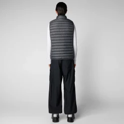 Kvinner Save The Duck Kvinnes Vattert Vest Charlotte I Storm Grey