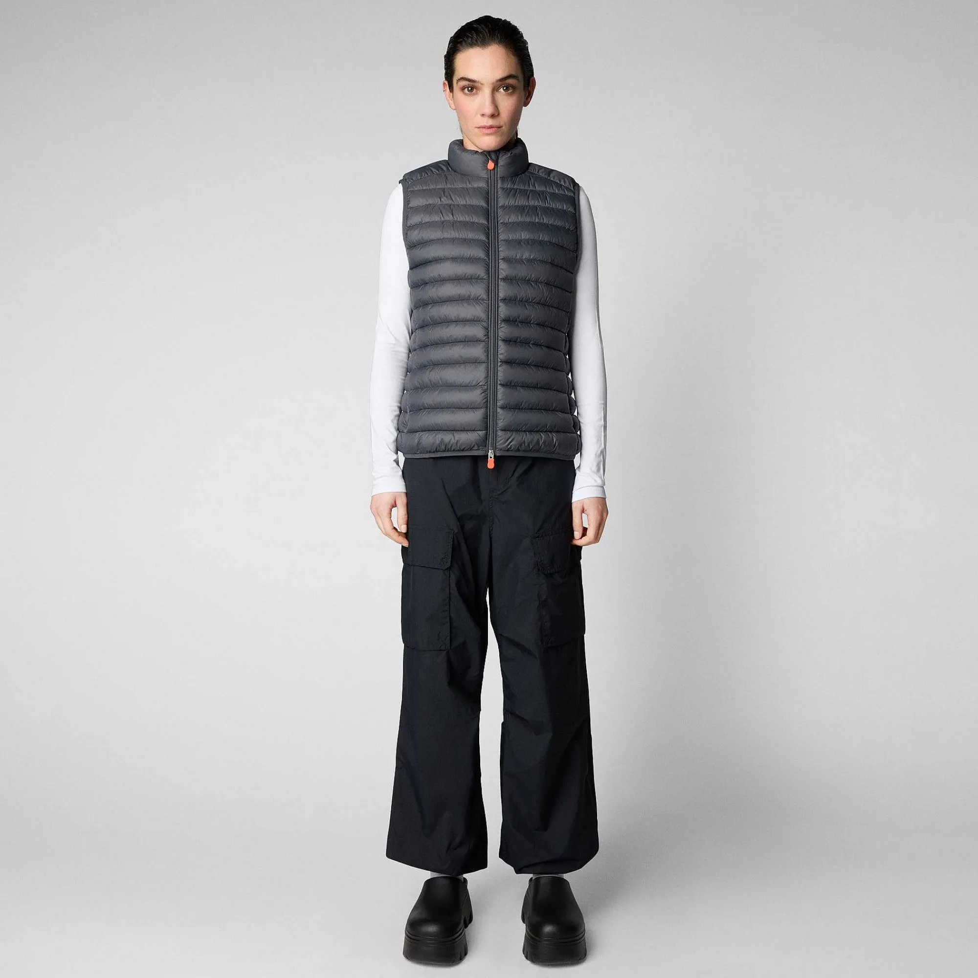 Kvinner Save The Duck Kvinnes Vattert Vest Charlotte I Storm Grey