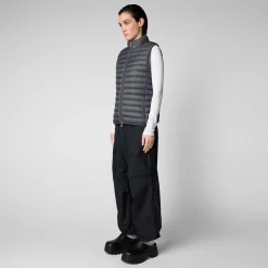 Kvinner Save The Duck Kvinnes Vattert Vest Charlotte I Storm Grey