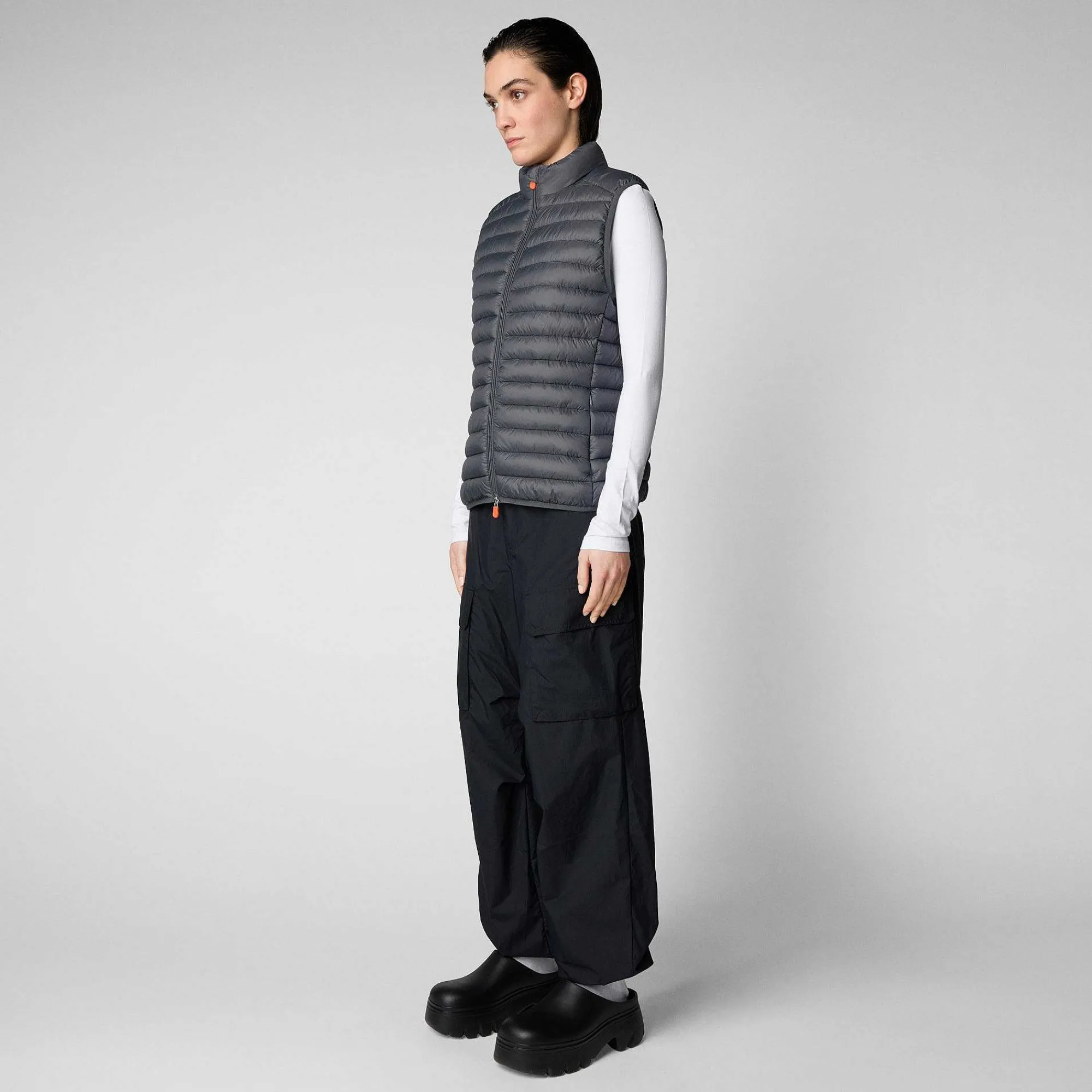 Kvinner Save The Duck Kvinnes Vattert Vest Charlotte I Storm Grey
