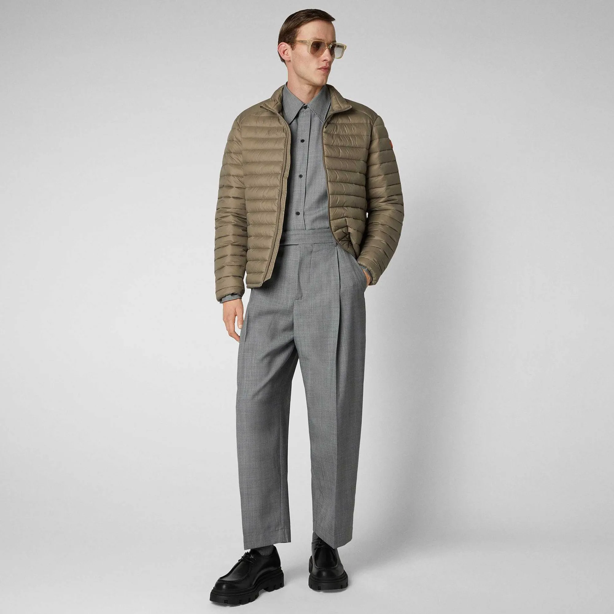 Menn Save The Duck Manns Dyrefrie Puffer Alexander I Elephant Grey
