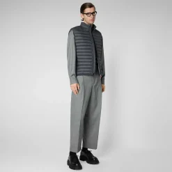 Menn Save The Duck Manns Vattert Gilet Adam I Storm Grey
