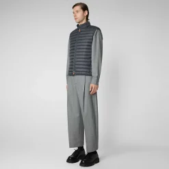 Menn Save The Duck Manns Vattert Gilet Adam I Storm Grey
