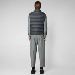 Menn Save The Duck Manns Vattert Gilet Adam I Storm Grey