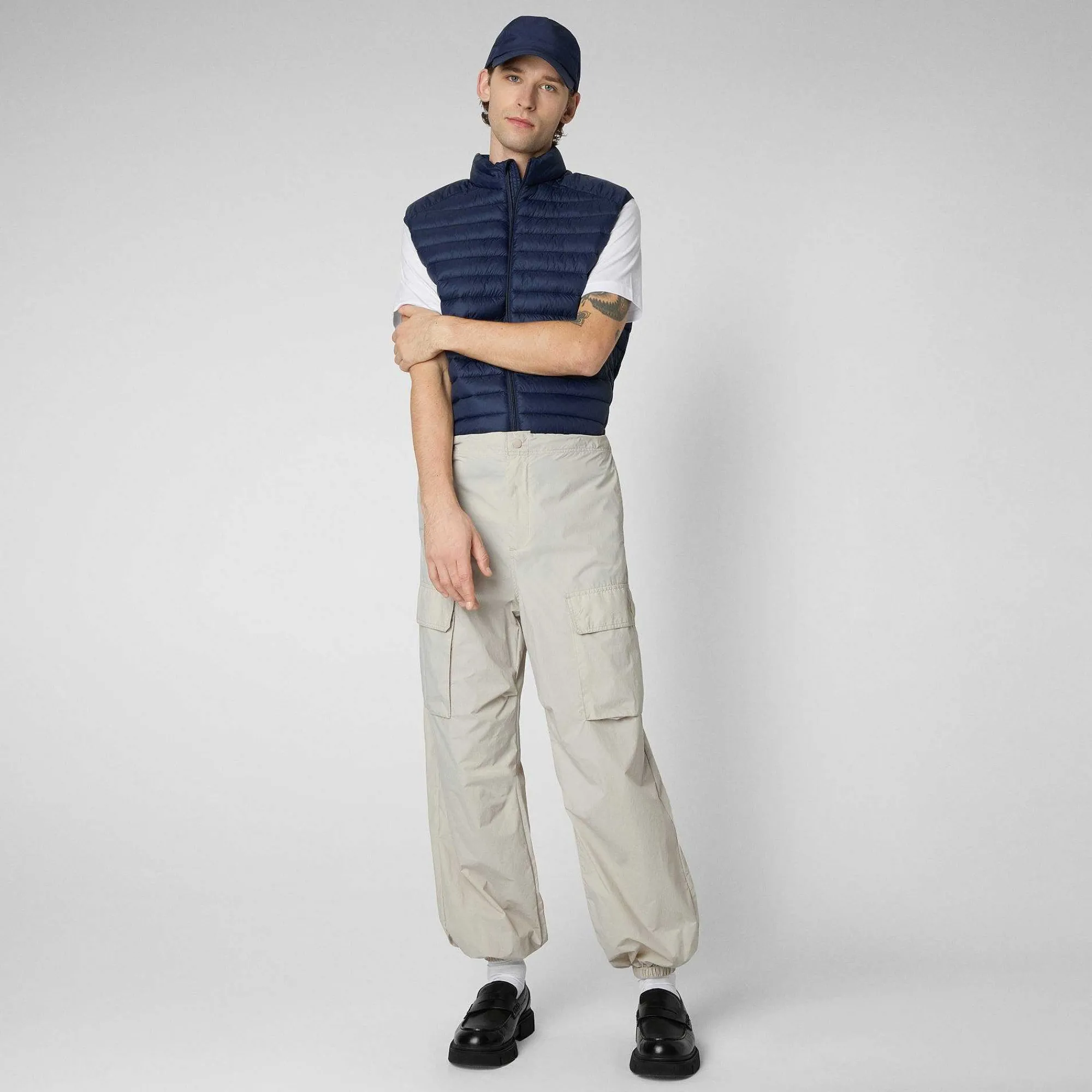 Menn Save The Duck Manns Vattert Gilet Adam I Marineblatt