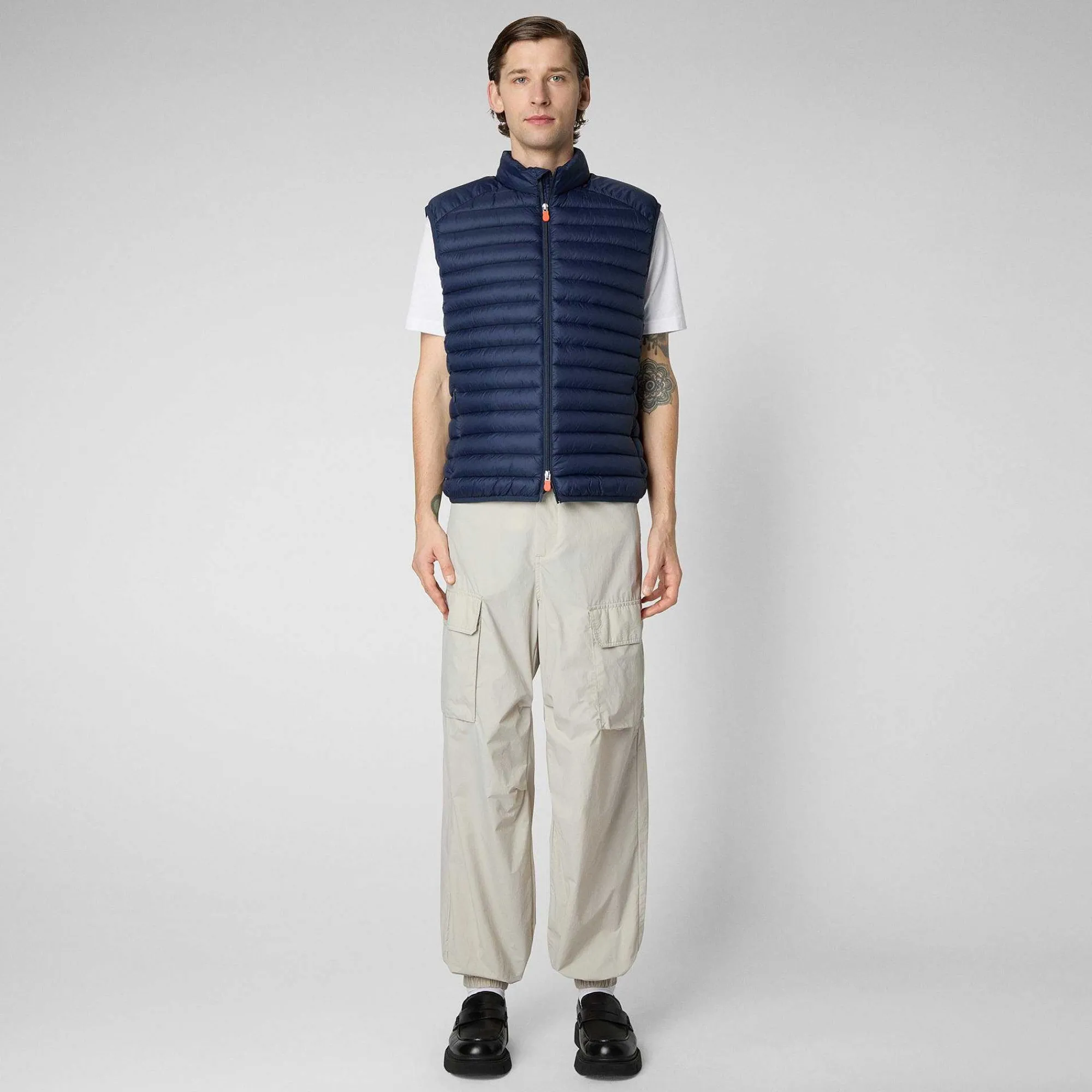 Menn Save The Duck Manns Vattert Gilet Adam I Marineblatt