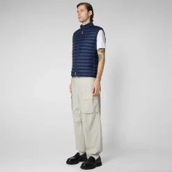 Menn Save The Duck Manns Vattert Gilet Adam I Marineblatt
