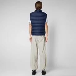 Menn Save The Duck Manns Vattert Gilet Adam I Marineblatt
