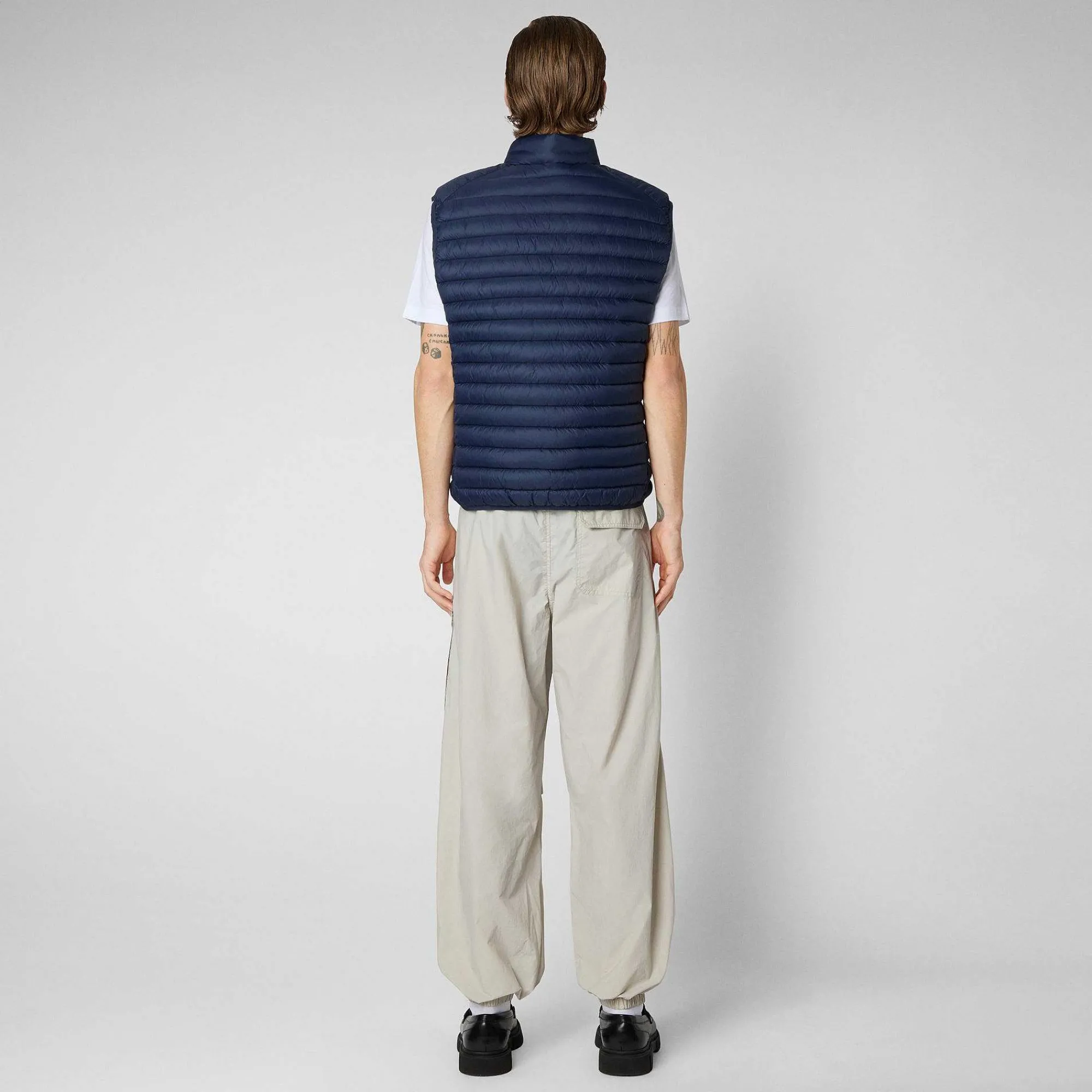 Menn Save The Duck Manns Vattert Gilet Adam I Marineblatt