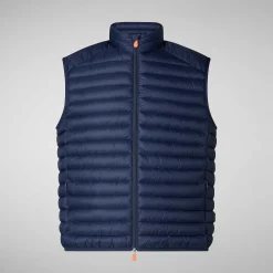 Menn Save The Duck Manns Vattert Gilet Adam I Marineblatt