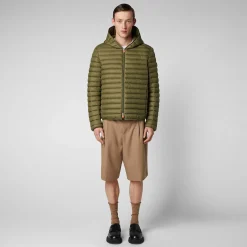 Menn Save The Duck Man'S Animal Free Hette Pufferjakke Donald In Dusty Olive