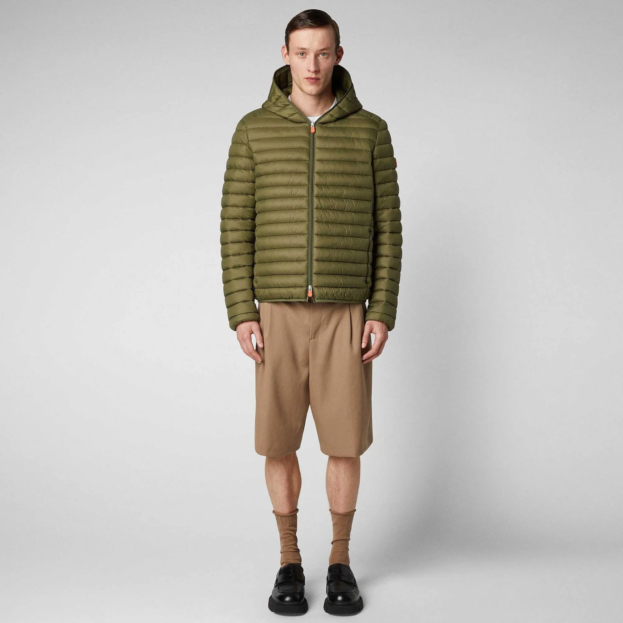 Menn Save The Duck Man'S Animal Free Hette Pufferjakke Donald In Dusty Olive