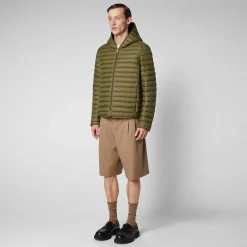 Menn Save The Duck Man'S Animal Free Hette Pufferjakke Donald In Dusty Olive
