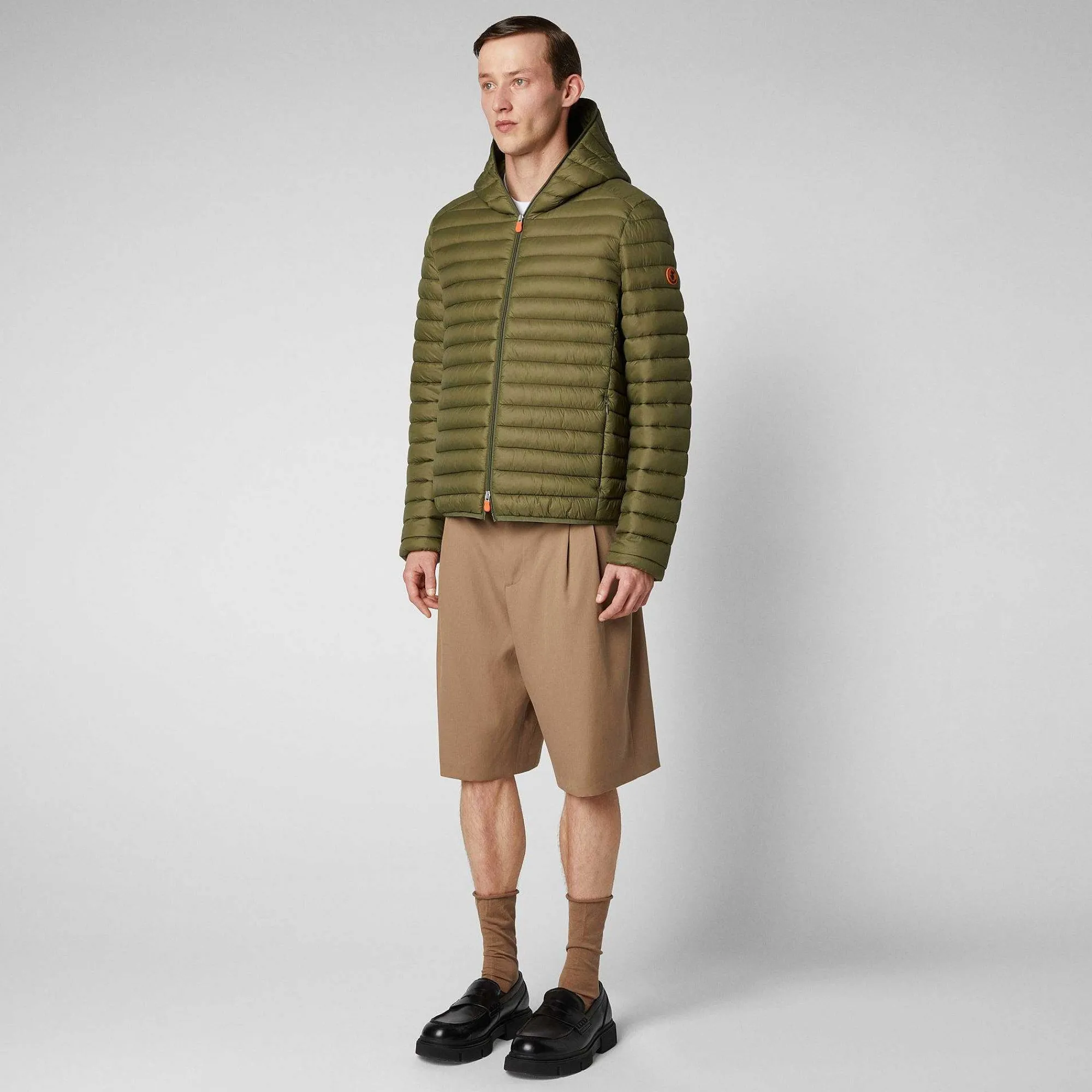 Menn Save The Duck Man'S Animal Free Hette Pufferjakke Donald In Dusty Olive
