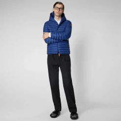 Menn Save The Duck Man'S Animal Free Hette Pufferjakke Donald I Eclipse Blue