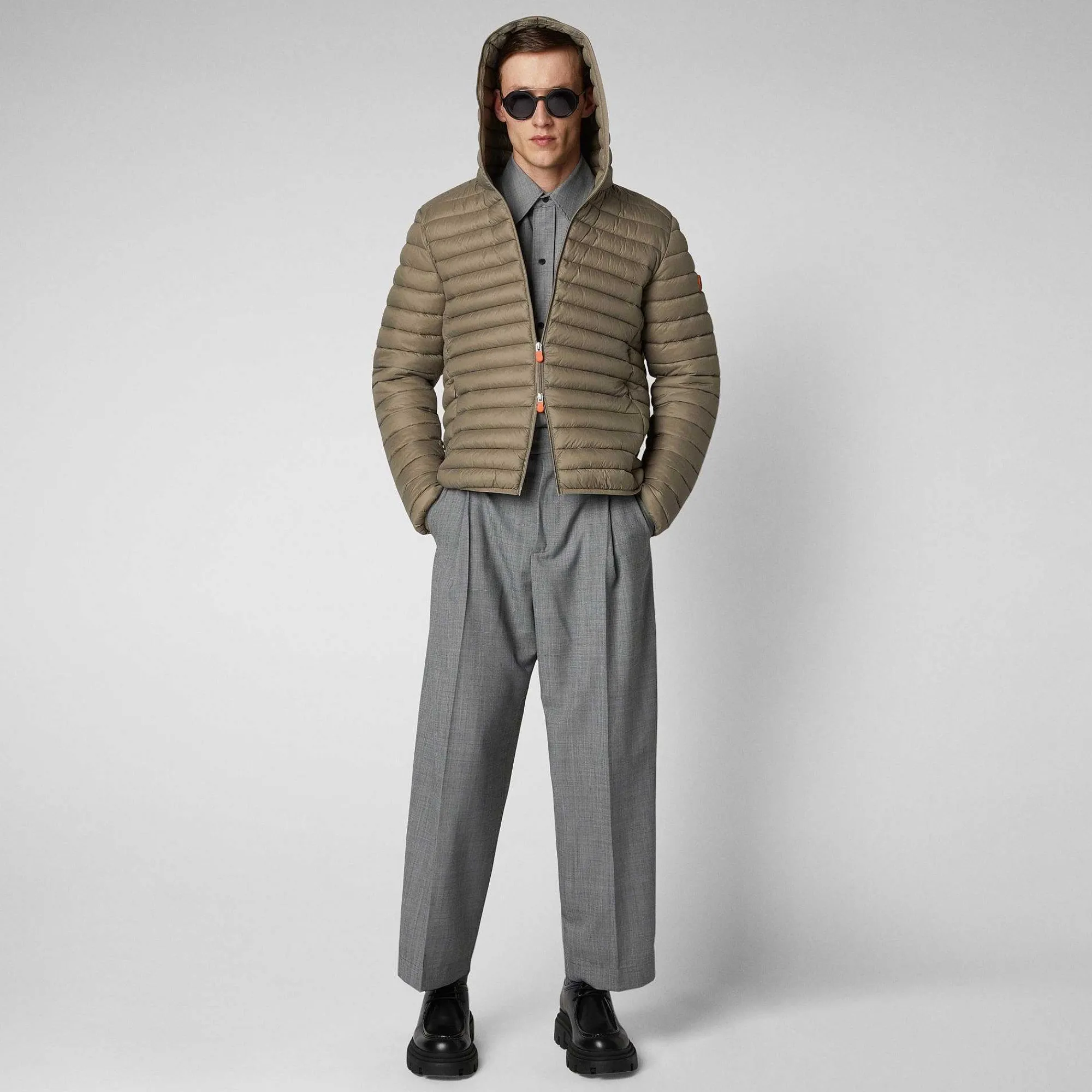 Menn Save The Duck Man'S Animal Free Hette Pufferjakke Donald I Elephant Grey