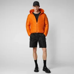 Menn Save The Duck Man'S Animal Free Hette Pufferjakke Donald I Amber Orange