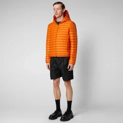 Menn Save The Duck Man'S Animal Free Hette Pufferjakke Donald I Amber Orange