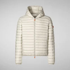 Menn Save The Duck Man'S Animal Free Hette Pufferjakke Donald I Regnaktig Beige