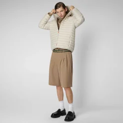 Menn Save The Duck Man'S Animal Free Hette Pufferjakke Donald I Regnaktig Beige