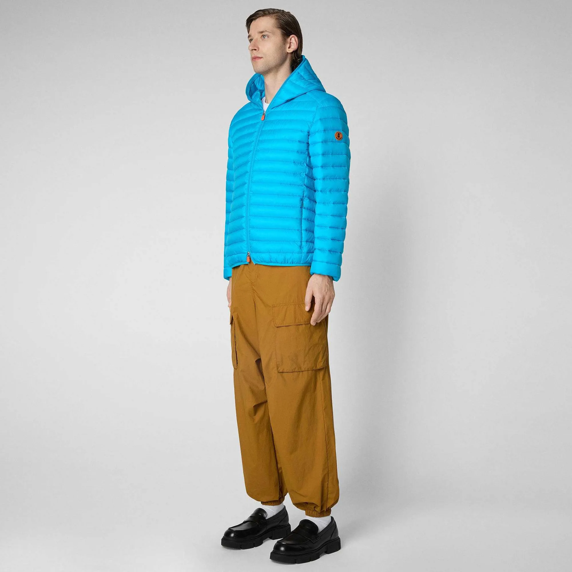 Menn Save The Duck Man'S Animal Free Puffer Jacket Helios I Fluo Blue