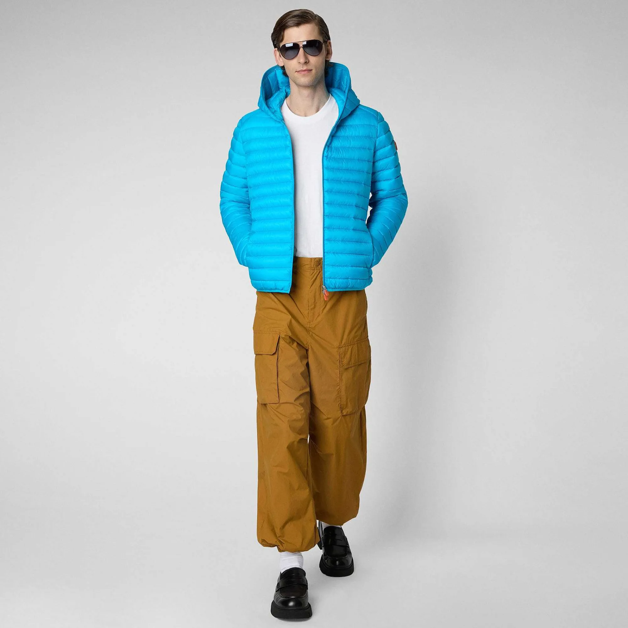 Menn Save The Duck Man'S Animal Free Puffer Jacket Helios I Fluo Blue