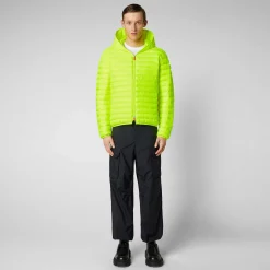 Menn Save The Duck Man'S Animal Free Puffer Jacket Helios I Fluo Yellow