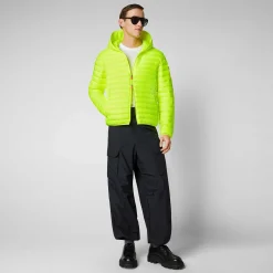 Menn Save The Duck Man'S Animal Free Puffer Jacket Helios I Fluo Yellow