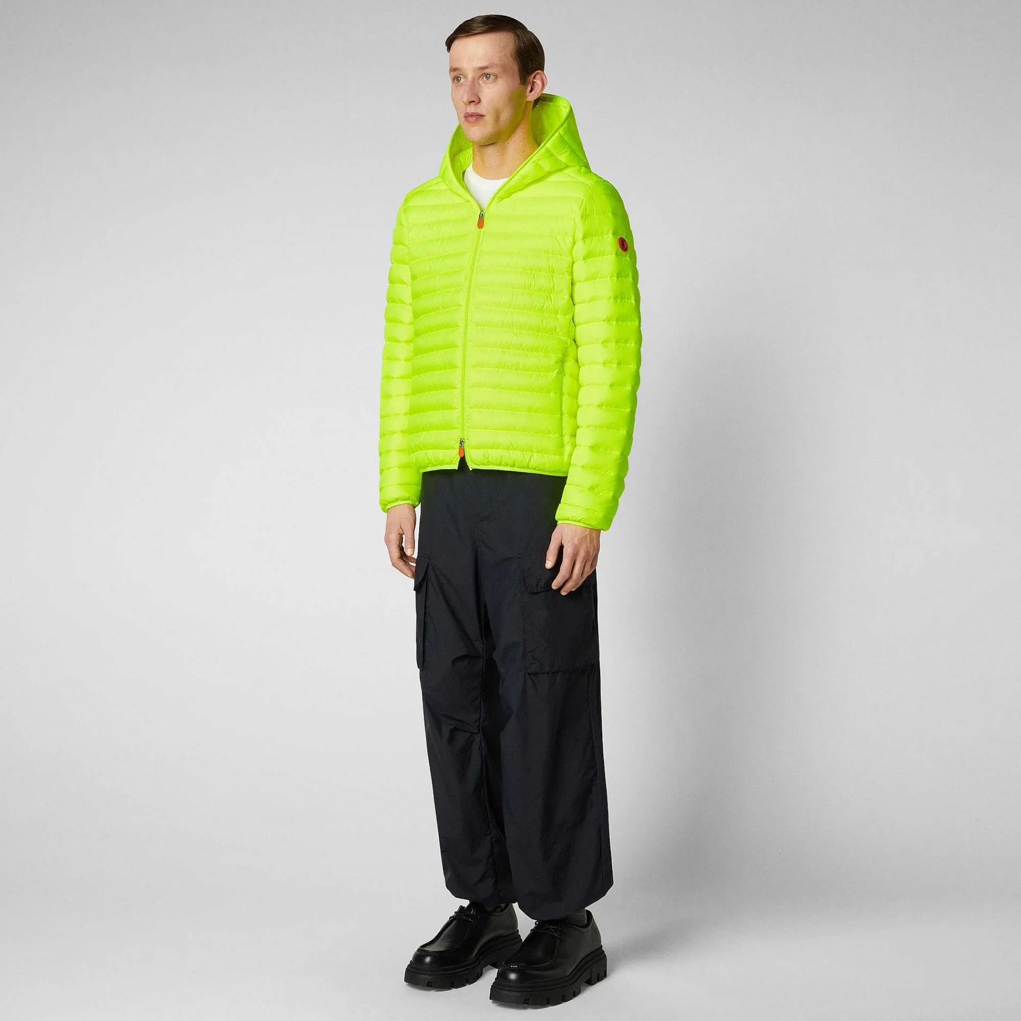 Menn Save The Duck Man'S Animal Free Puffer Jacket Helios I Fluo Yellow