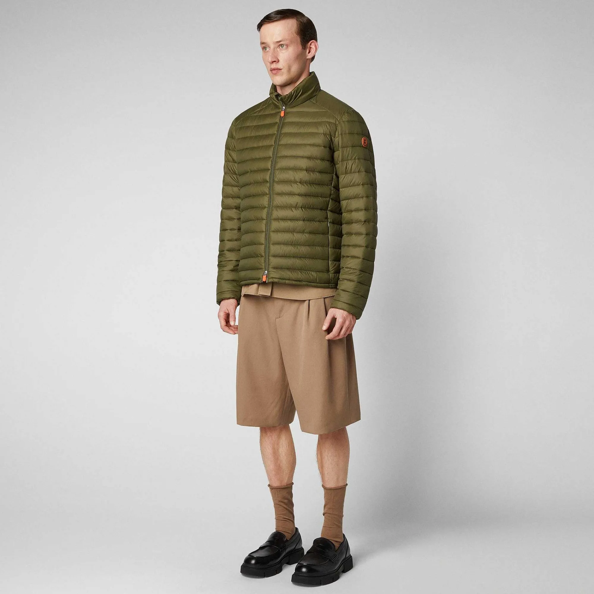 Menn Save The Duck Man'S Animal Free Puffer Jacket Alexander In Dusty Olive